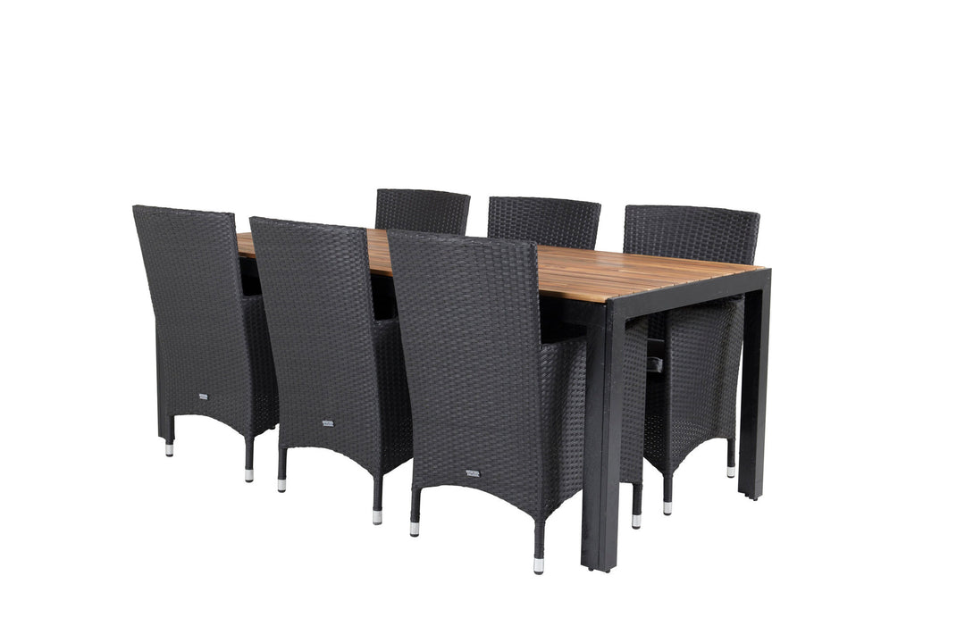 Venture Home Bois Dining table 200*100cm - Black Legs / Acacia +Malin Arm Chair with cushion