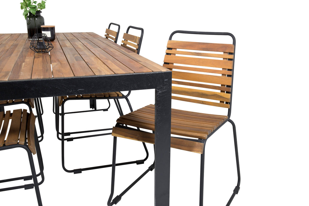 Venture Home Bois Dining table 200*100cm - Black Legs / Acacia +Bois Dining Chair - Black Al