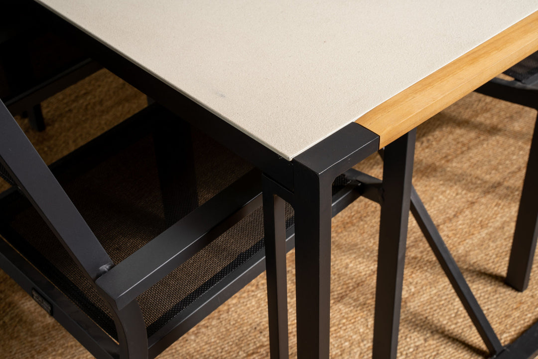 Venture Home Texas Dining Table 200*100 - Black Alu / Teak / Grey Spray stone+Copacabana Arm