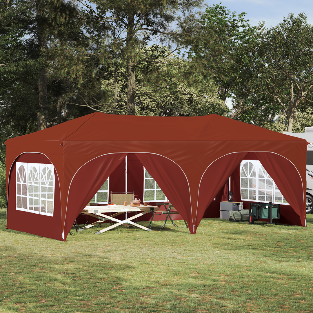 Pop-up Festtelt 575 x 288 x 245 cm Terrakotta Oxford stof