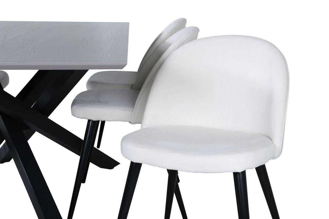 Venture Home Piazza Dining Table - Black / Grey Veneer+Velvet Dining Chair Corduroy - Beige / Black_6