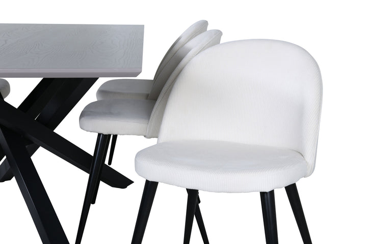 Venture Home Piazza Dining Table - Black / Grey Veneer+Velvet Dining Chair Corduroy - Beige / Black_6