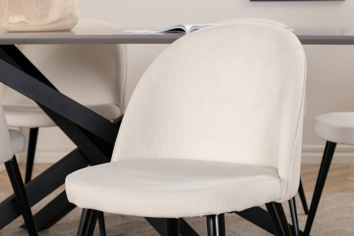 Venture Home Piazza Dining Table - Black / Grey Veneer+Velvet Dining Chair Corduroy - Beige / Black_6