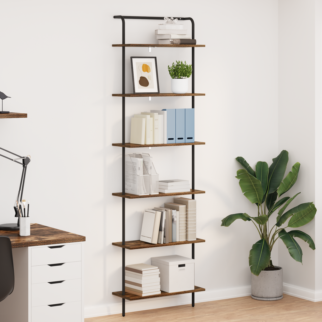Bogreol Røget eg 60 x 24 x 203 cm Konstrueret træ