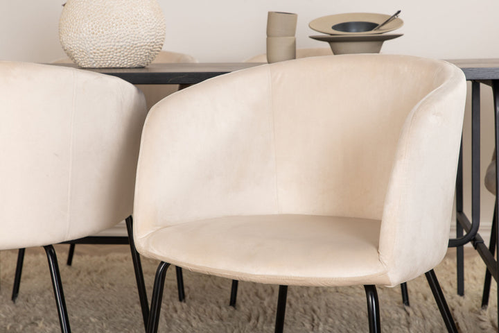 Venture Home Uno Dining Table - Black / Black Veneer+Berit Chair - Black / Beige Velvet_6