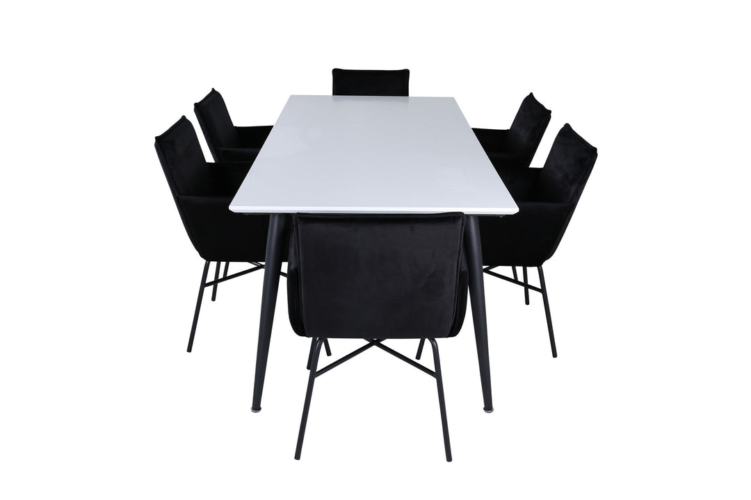 Venture Home Jimmy Dining Table - Black / White HPL+Petra Chair - Black / Black Velvet_6