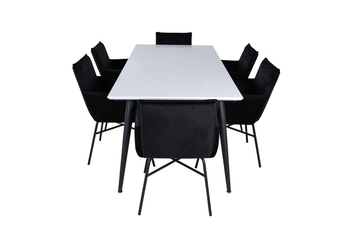 Venture Home Jimmy Dining Table - Black / White HPL+Petra Chair - Black / Black Velvet_6