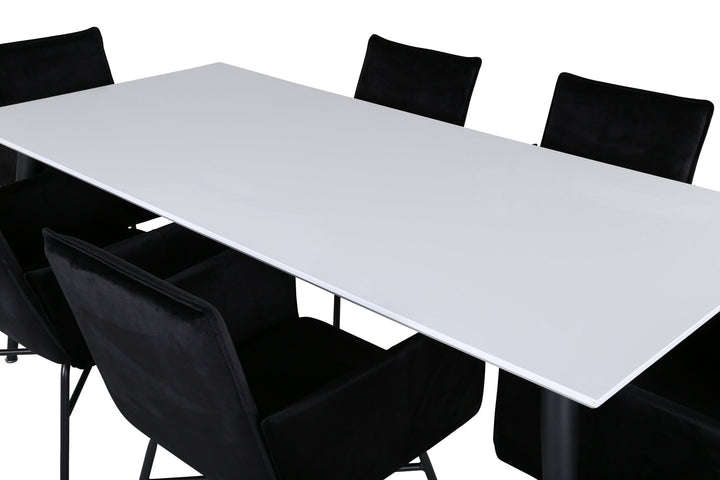 Venture Home Jimmy Dining Table - Black / White HPL+Petra Chair - Black / Black Velvet_6