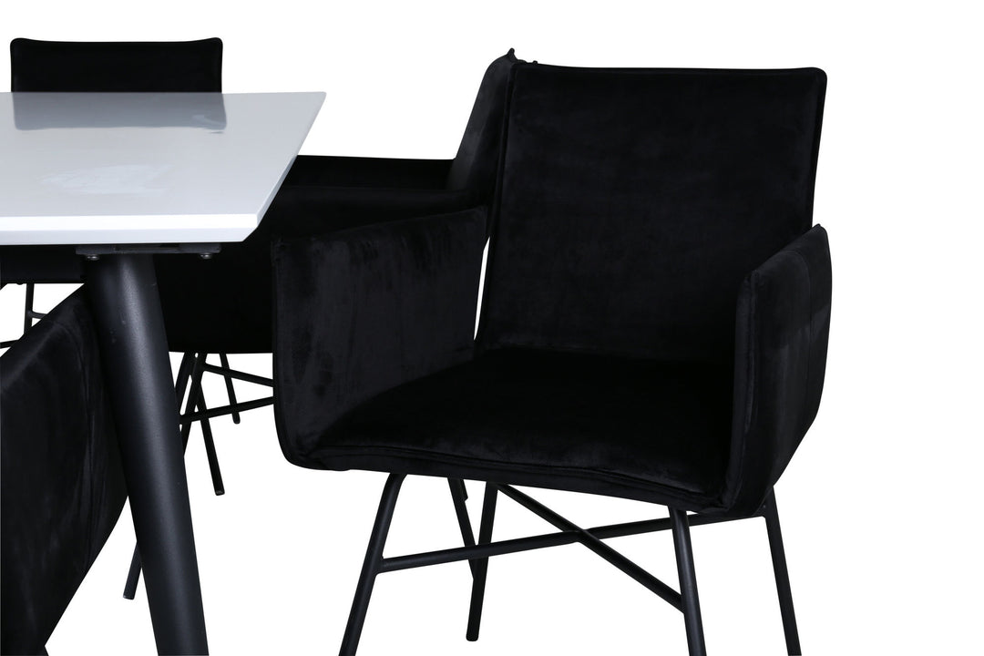 Venture Home Jimmy Dining Table - Black / White HPL+Petra Chair - Black / Black Velvet_6