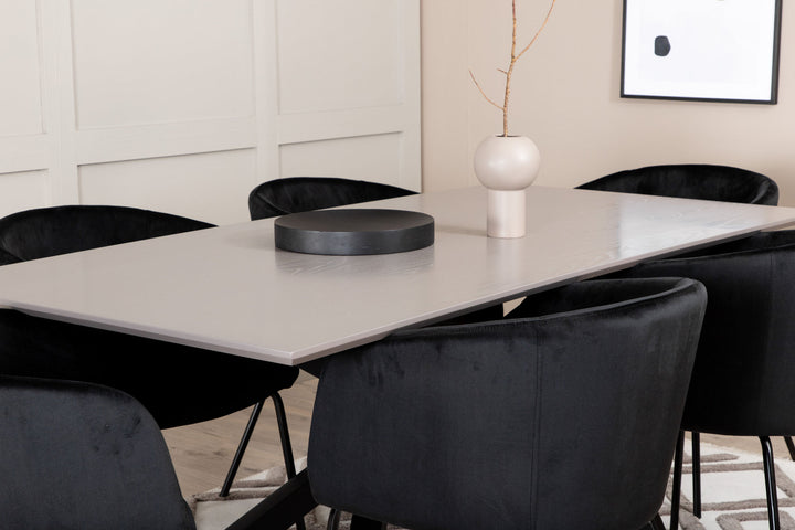 Venture Home Piazza Dining Table , Black Grey Veneer+Berit Chair , Black Black Velvet_6