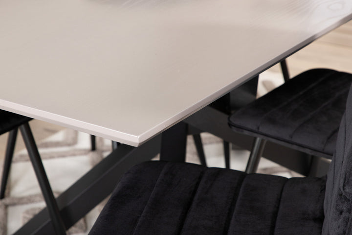 Venture Home Piazza Dining Table , Black Grey Veneer+Windu Lyx Chair , Black Black Velvet_6