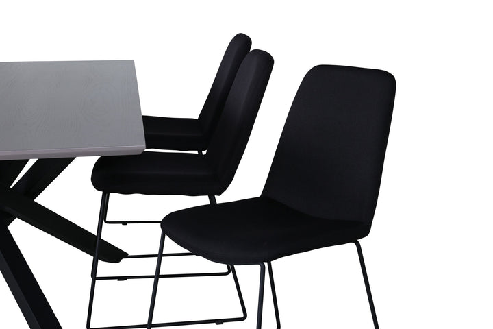 Venture Home Piazza Dining Table , Black Grey Veneer+Muce Dining Chair , Black Legs , Black Fabric_6
