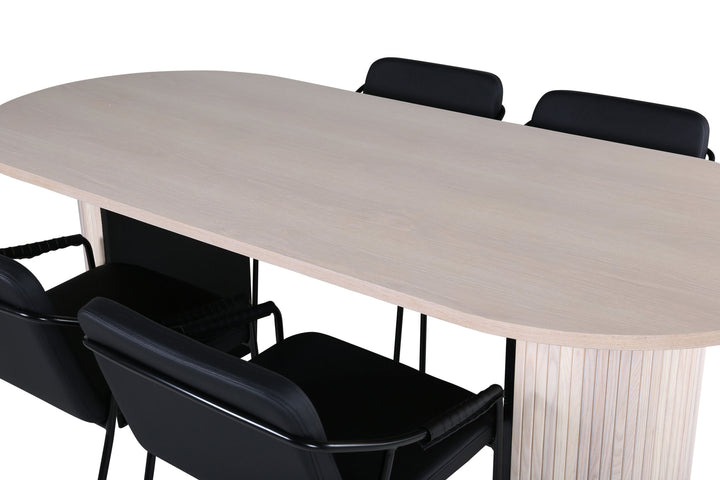 Venture Home Bianca Oval Dining Table - White Wash / Black Veneer+Tvist Chair - Black / Black PU_4