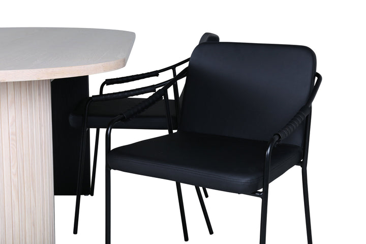 Venture Home Bianca Oval Dining Table - White Wash / Black Veneer+Tvist Chair - Black / Black PU_4