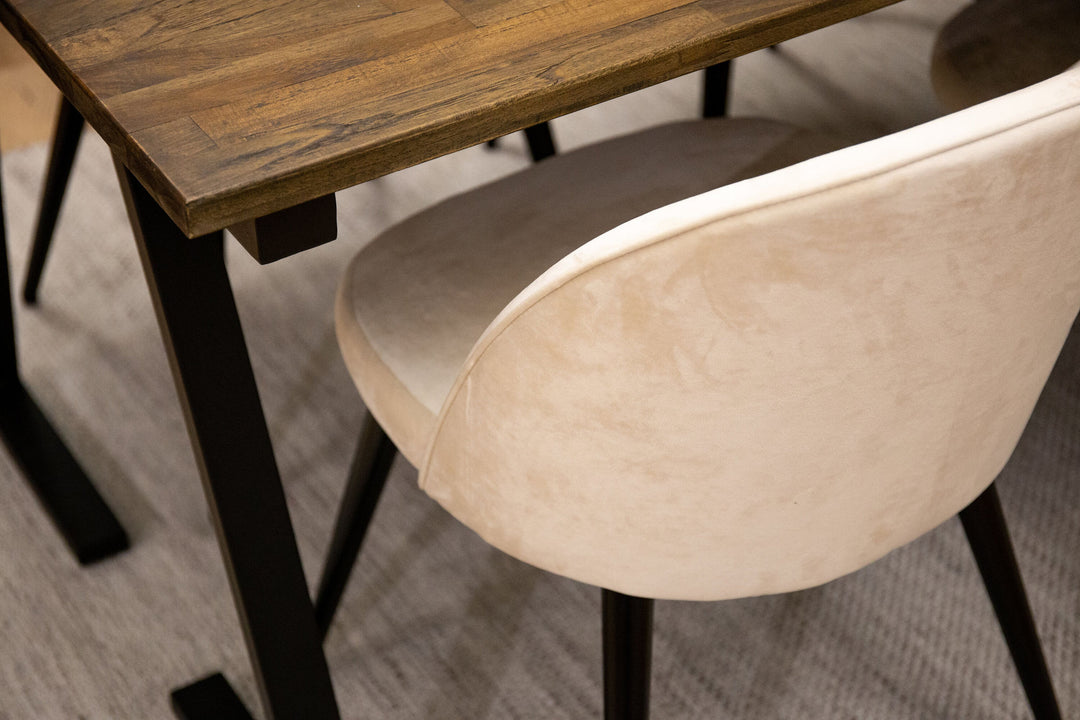 Venture Home Jakarta Matbord - Svart / mörk Teak - 200*90*H75+Velvet Matstol - Svart / Créme