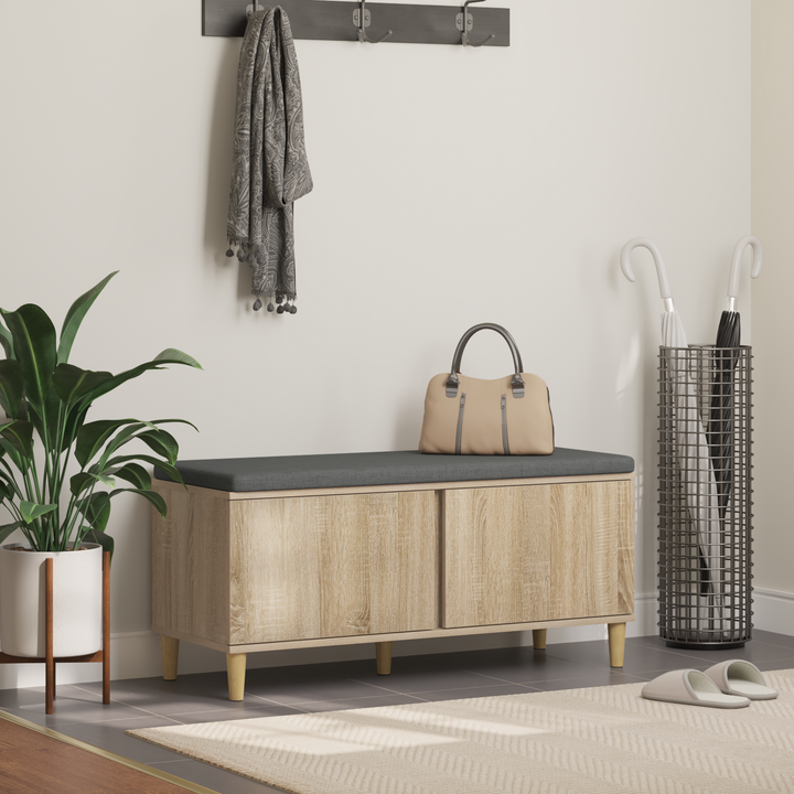 Hallbænk Sonoma eg 100 x 38 x 46 cm Kunstigt træ og stof