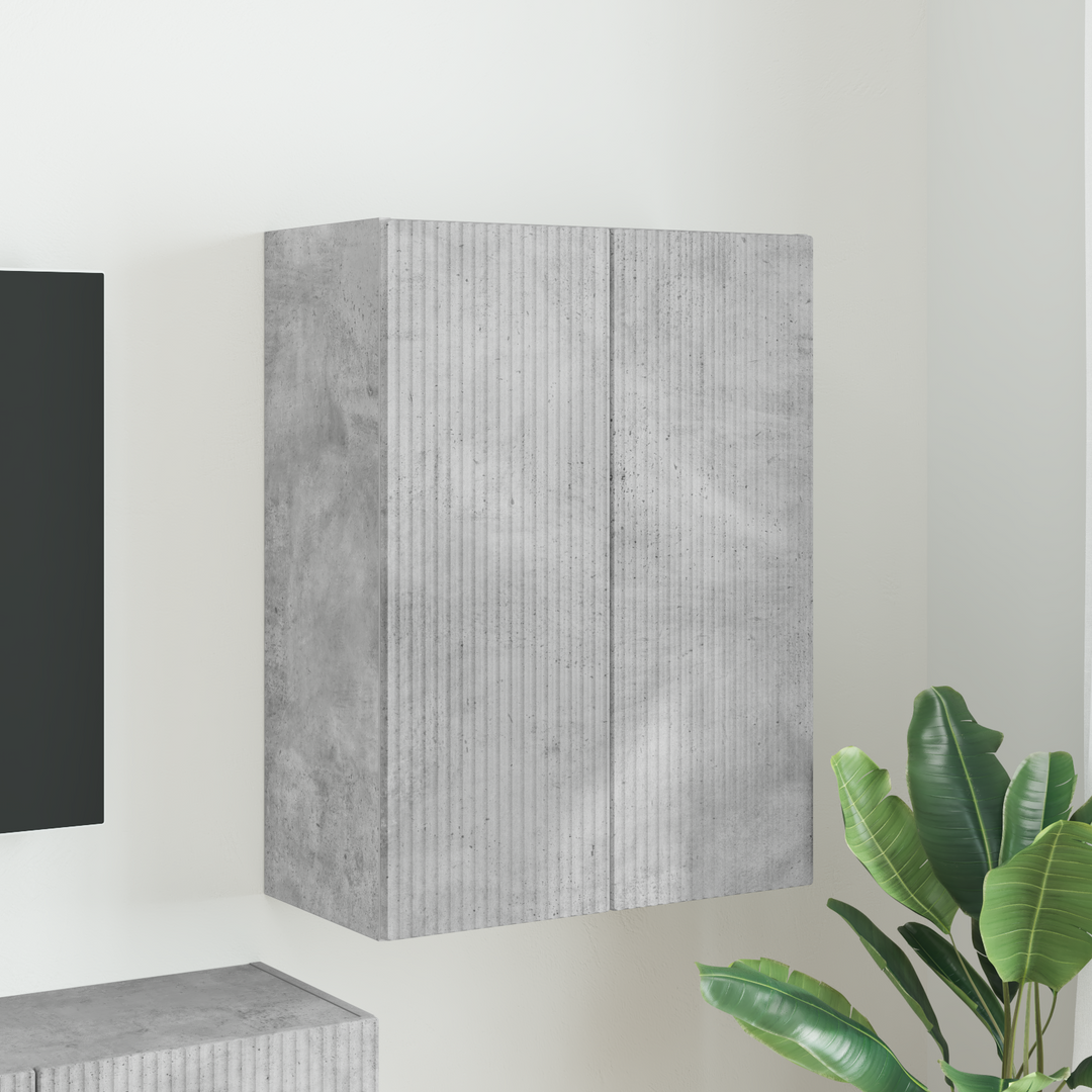 TV vægskab Beton Grå 59,5 x 31 x 80 cm Konstrueret træ