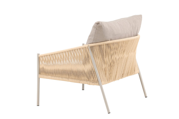 Vind Louie Lounge Chair - Beige Steel Frame / Rope Beige Linen Fabric