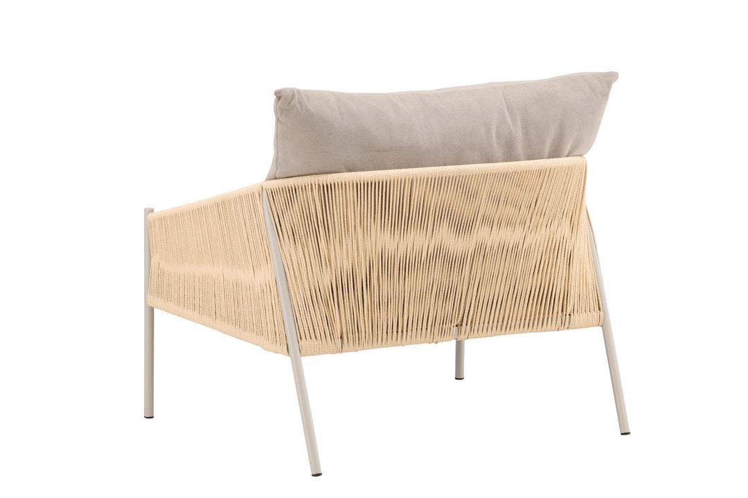 Vind Louie Lounge Chair - Beige Steel Frame / Rope Beige Linen Fabric