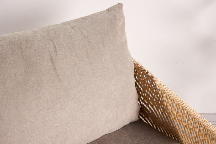 Vind Louie Lounge Chair - Beige Steel Frame / Rope Beige Linen Fabric