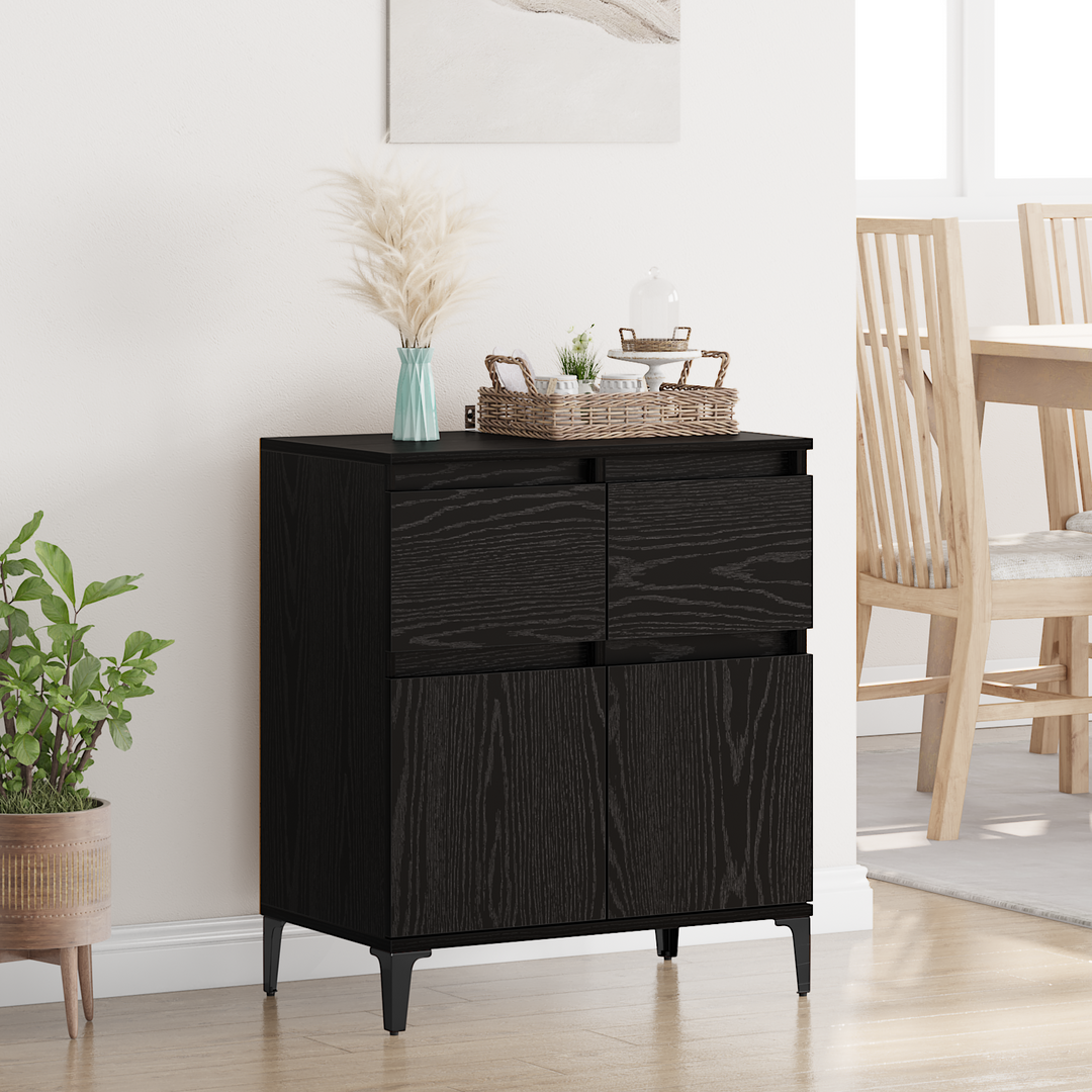 Sideboard Sort eg 60 x 35 x 70 cm Ingeniørt træ og jern