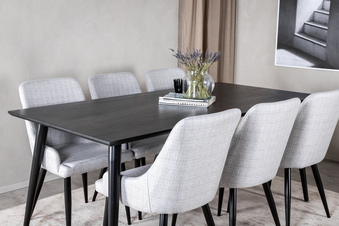Venture Home Dipp Dining Table - 180*90cm - Black Veneer / all black legs +Plaza Dining cha