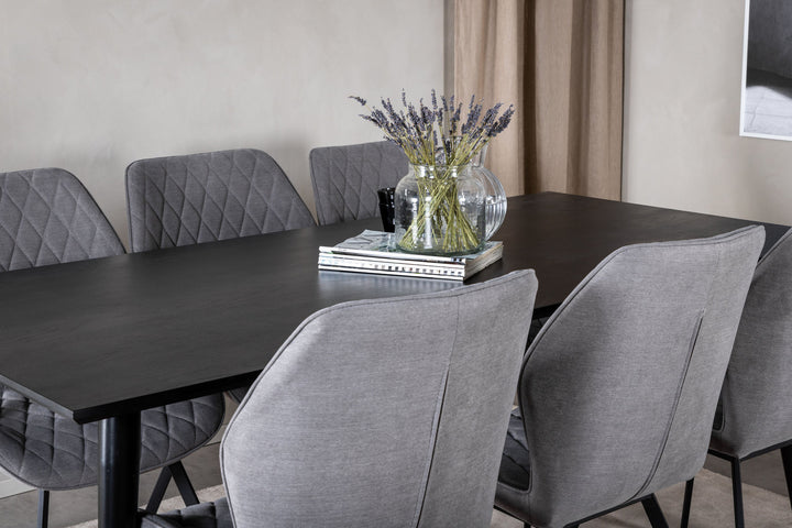 Venture Home Dipp Dining Table - 180*90cm - Black Veneer / all black legs +Gemma Dining Ch