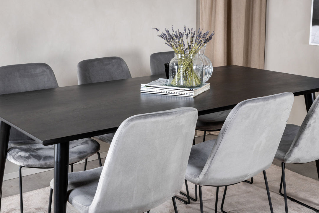 Venture Home Dipp Dining Table - 180*90cm - Black Veneer / all black legs +Muce Dining Cha