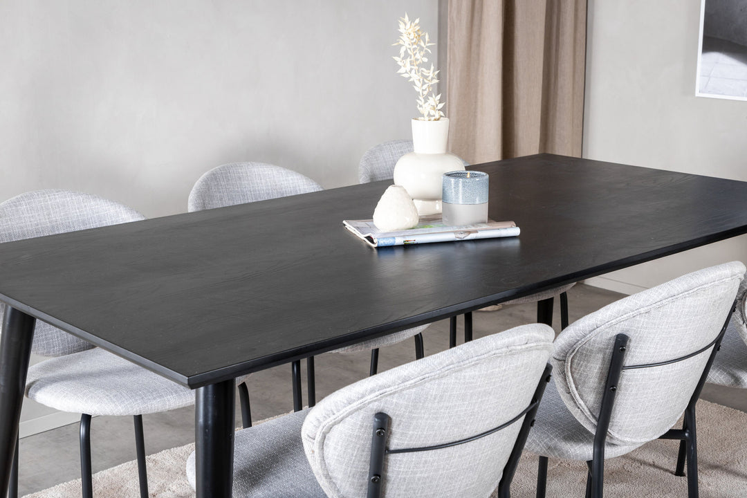 Venture Home Dipp Dining Table - 180*90cm - Black Veneer / all black legs +Vault Dining Cha