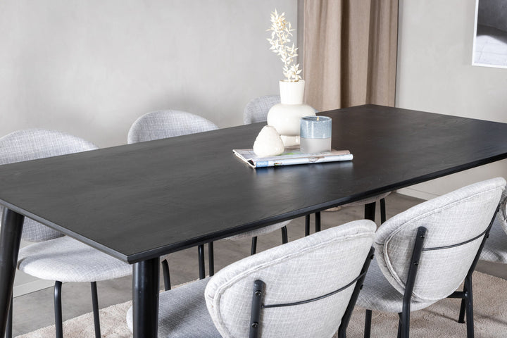 Venture Home Dipp Dining Table - 180*90cm - Black Veneer / all black legs +Vault Dining Cha