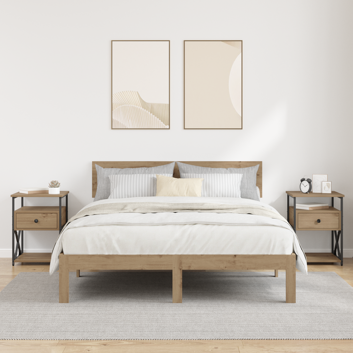 Natskab 2 pcs Artisan Egetræ 40 x 42 x 55 cm Konstrueret træ