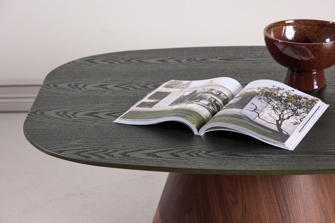 Venture Home Lanzo Sofa Table 120x92,5x39 cm - MDF with 3D Paper / Mocca Leg / Green Top