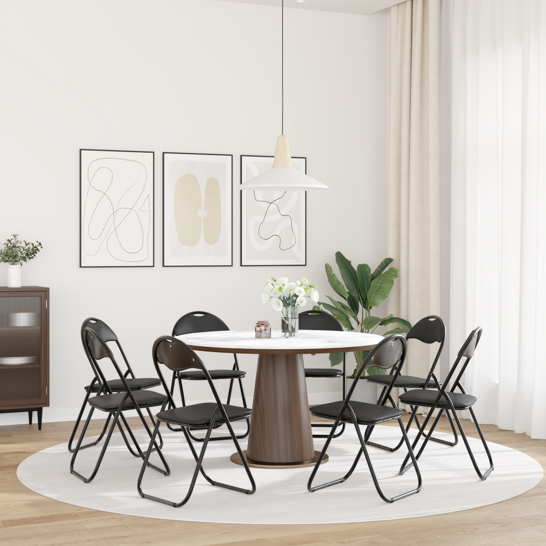 Sammenklappelig stol 8 pcs Sort 48 x 43,5 x 81 cm Faux læder
