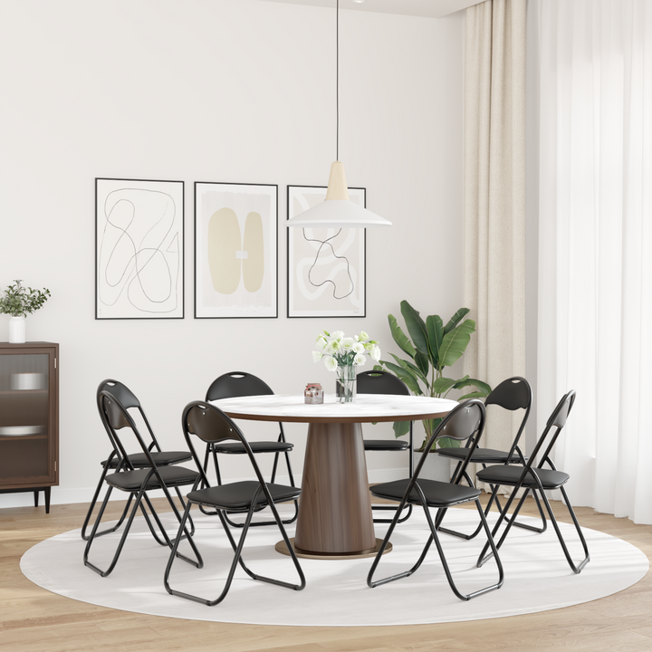 Sammenklappelig stol 8 pcs Sort 48 x 43,5 x 81 cm Faux læder