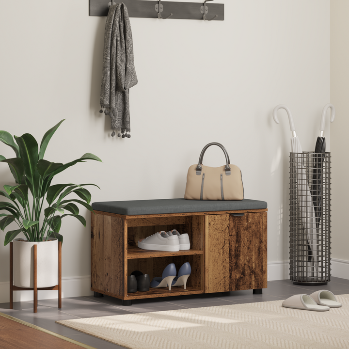 Hallbænk Gammelt træ 80 x 38 x 46 cm Kunstigt træ og stof