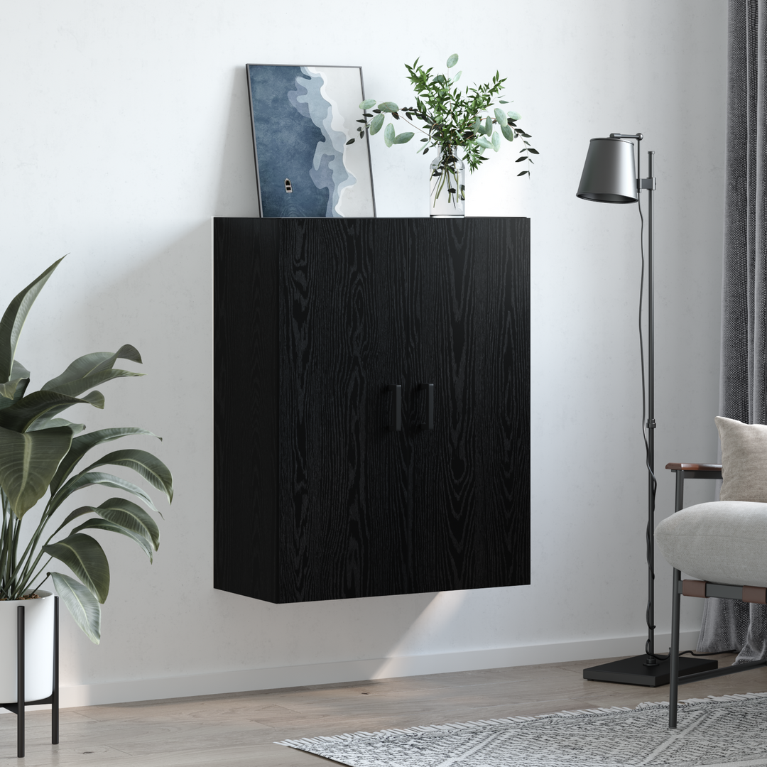 Vægskab Vægmonteret Sort eg 69,5 x 34 x 90 cm Konstrueret træ