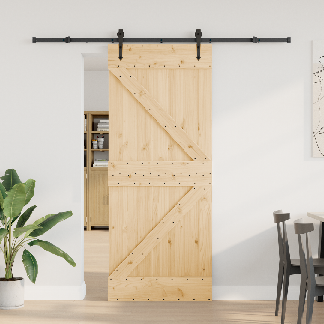 Skydedør NARVIK Naturfarvet og sort 85 x 210 cm (213,5 cm)
