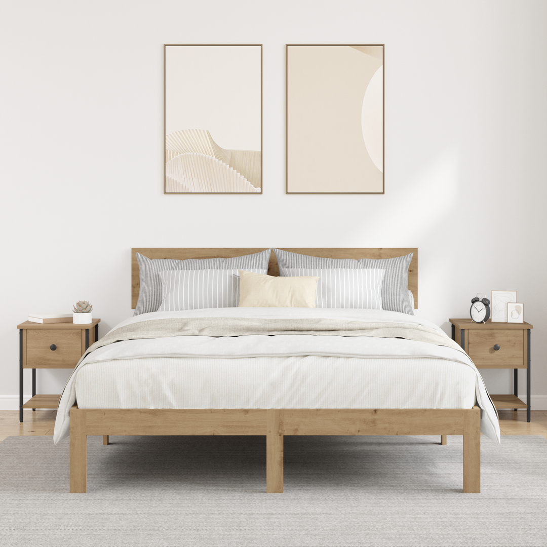 Sengebord med skuffe 2 pcs Artisan Egetræ 34 x 35,5 x 45 cm