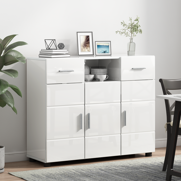 Træskab Høj gloss hvid 88,5 x 30,5 x 73 cm Konstrueret træ