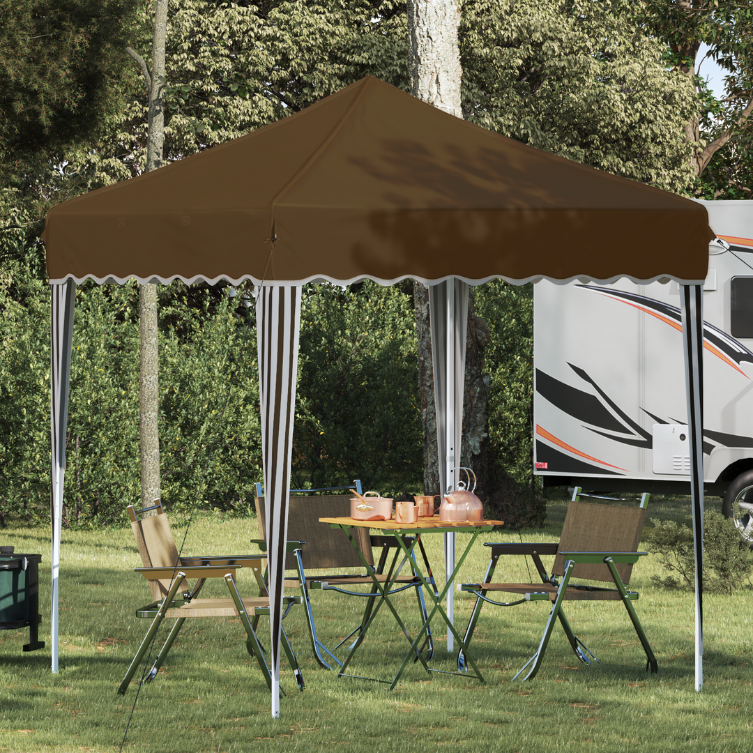Pop-up Festtelt 195 x 195 x 245 cm Gråbrun Oxford stof