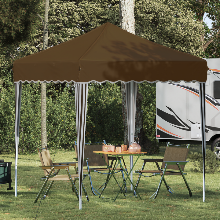 Pop-up Festtelt 195 x 195 x 245 cm Gråbrun Oxford stof