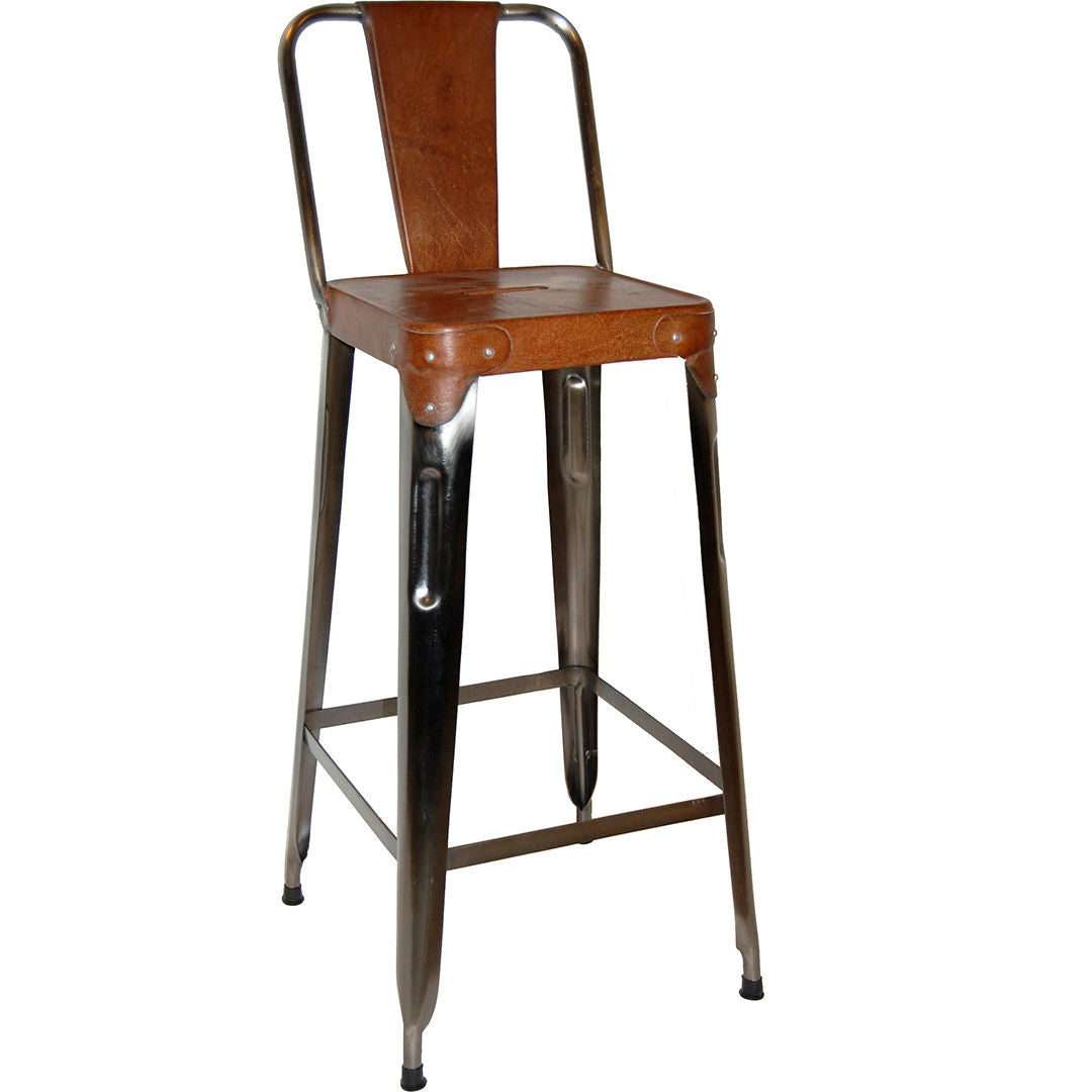 Trademark Living Copenhagen barstol - shiny med læder