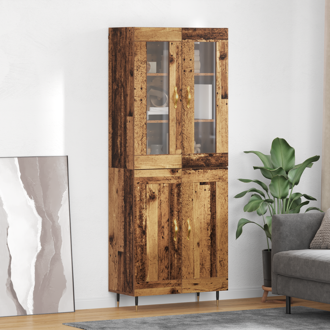 Highboard 2 pcs Gammelt træ Konstrueret træ
