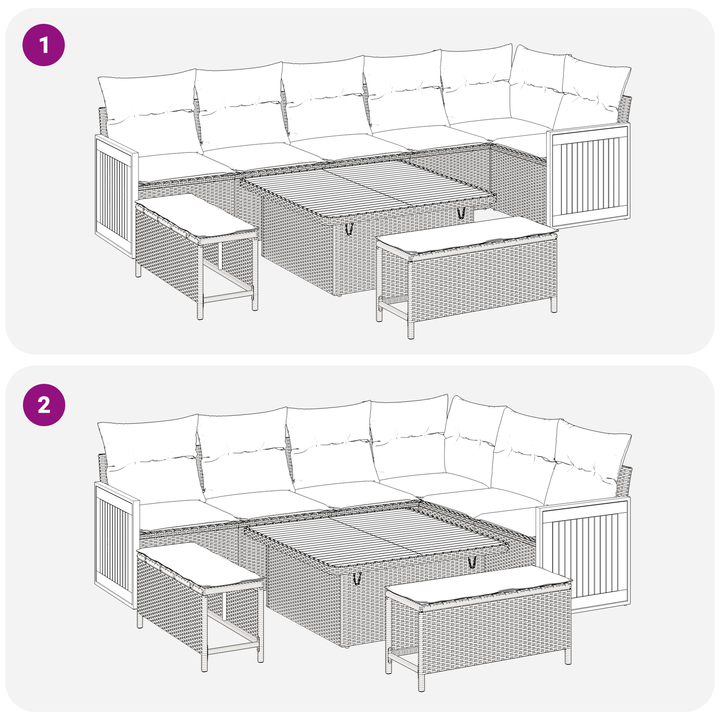 Havesofa Sæt med pude 9 pcs Sort og Cream