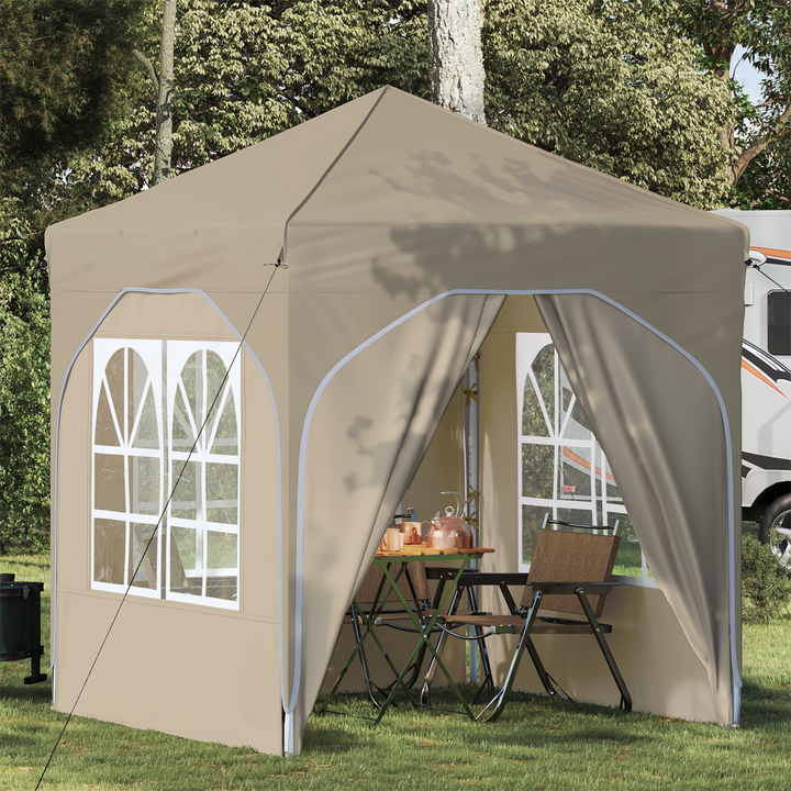 Pop-up Festtelt 192 x 192 x 245 cm Cremefarvet