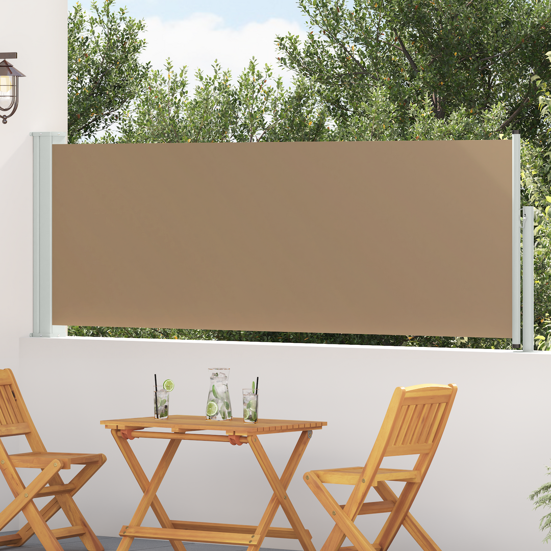 Udtrækkeligt side-markise Gråbrun 500 x 100 cm Polyester