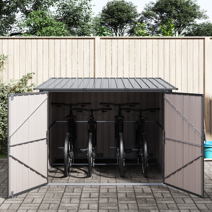 Cykelskur 3 pcs Antracit 216 x 207 x 158 cm Metal