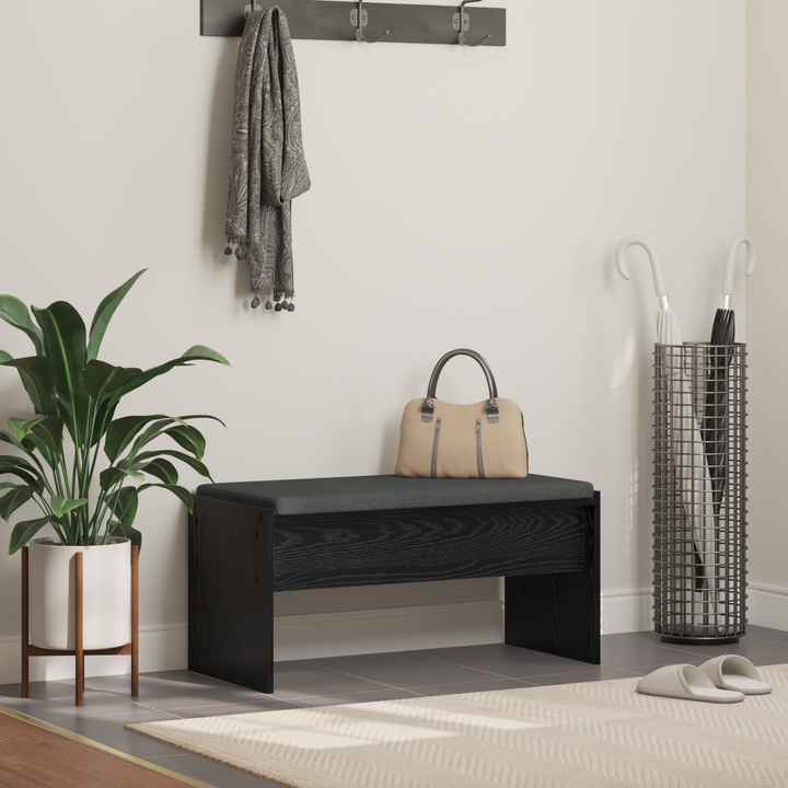 Hallbænk med pude Sort eg 83 x 38 x 40 cm