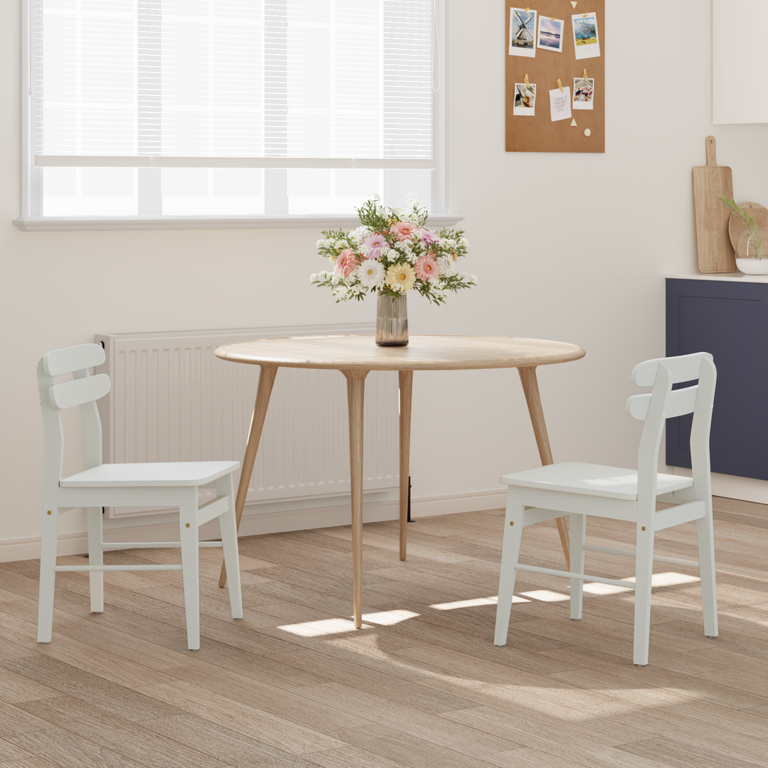 Spisestuestol 2 pcs Hvid Massiv Gummitræ
