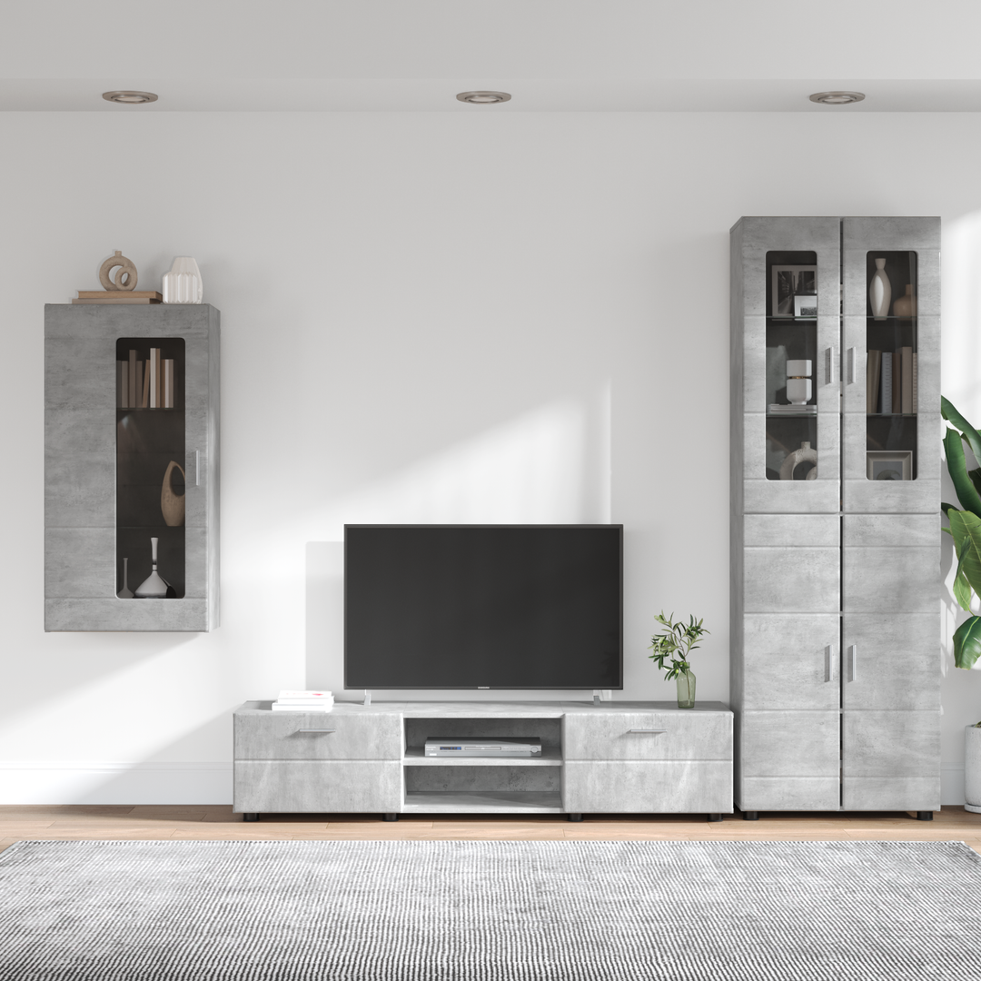 TV-møbelsæt med skuffe FLORIN 3 pcs Beton Grå Konstrueret træ